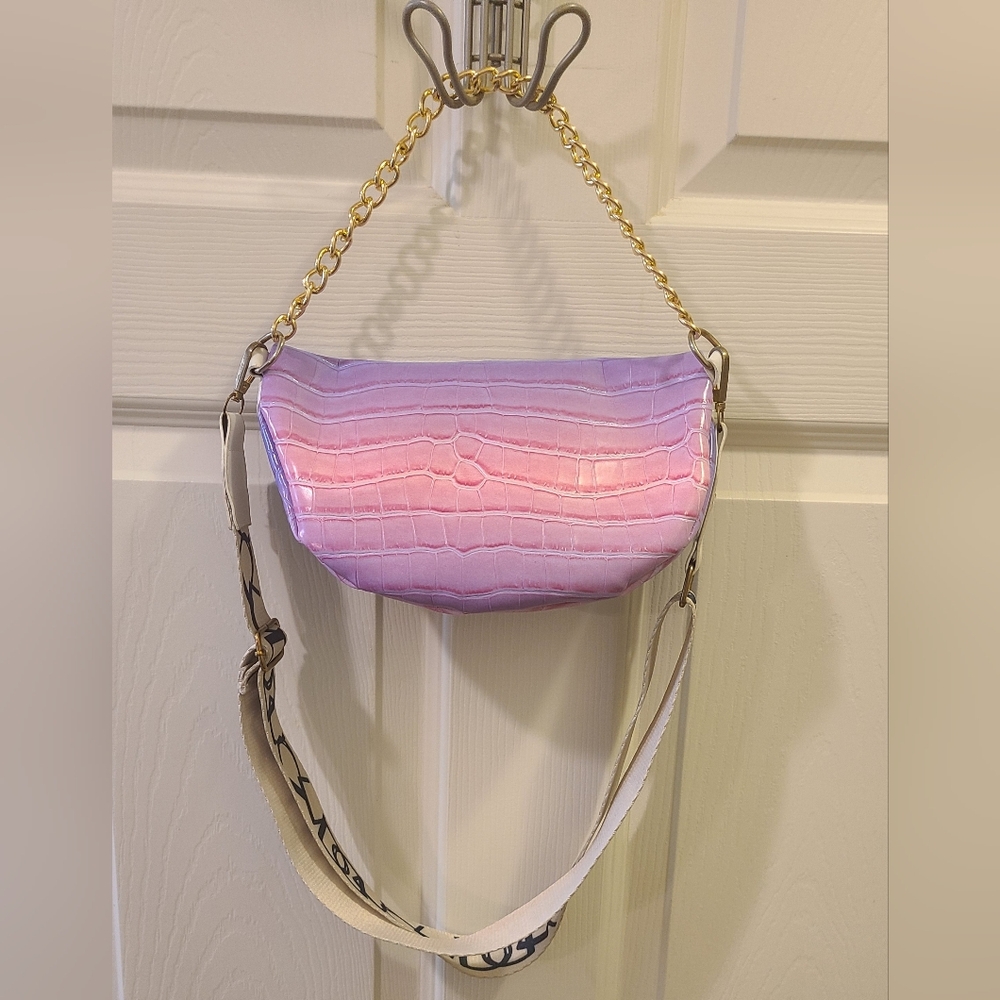 Purple/Pink Ombre Fanny Pack Gold Chain - Picture 2 of 5